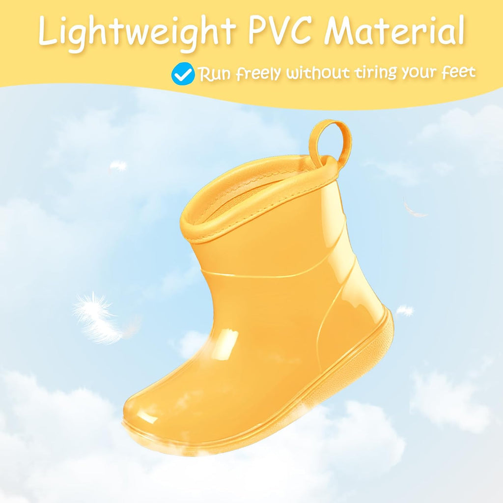 Toddler Rain Boots Baby Easy-on Rain Shoes for Boy&Girl