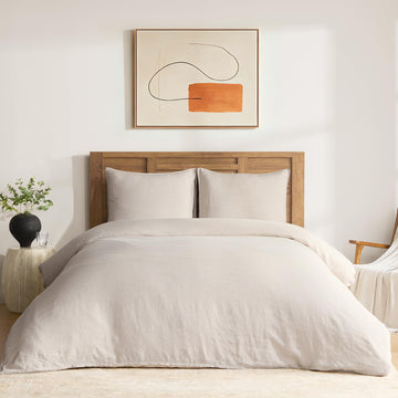 100% French Linen Duvet Cover 3Pcs Set, 170GSM Linen Bedding