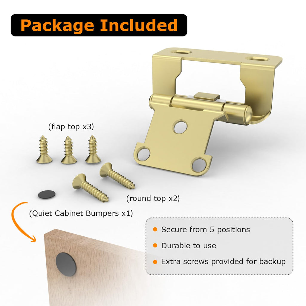 20 Pack | 1/2 inch Overlay Semi Partial Wrap Around Cabinet Hinges, Self Closing Face Frame Variable Decorative