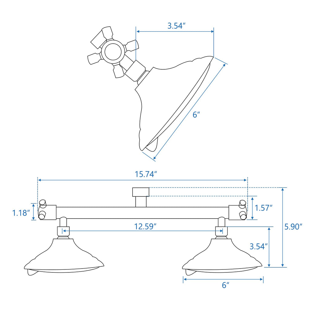 Double Shower Head with Built-in Valve, Brushed Nickel