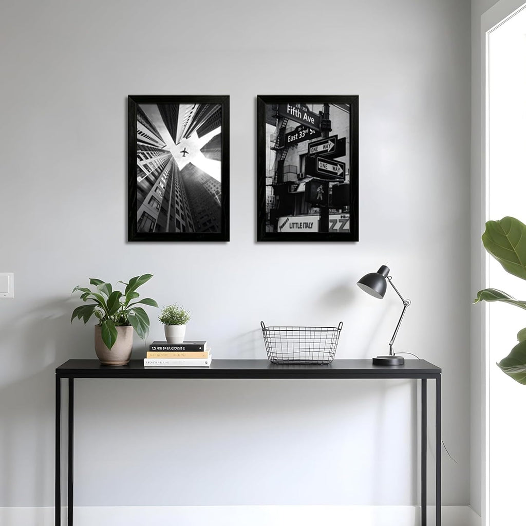 2 Pcs New York City Wall Fashion Posters 16x24 Inch Black Framed