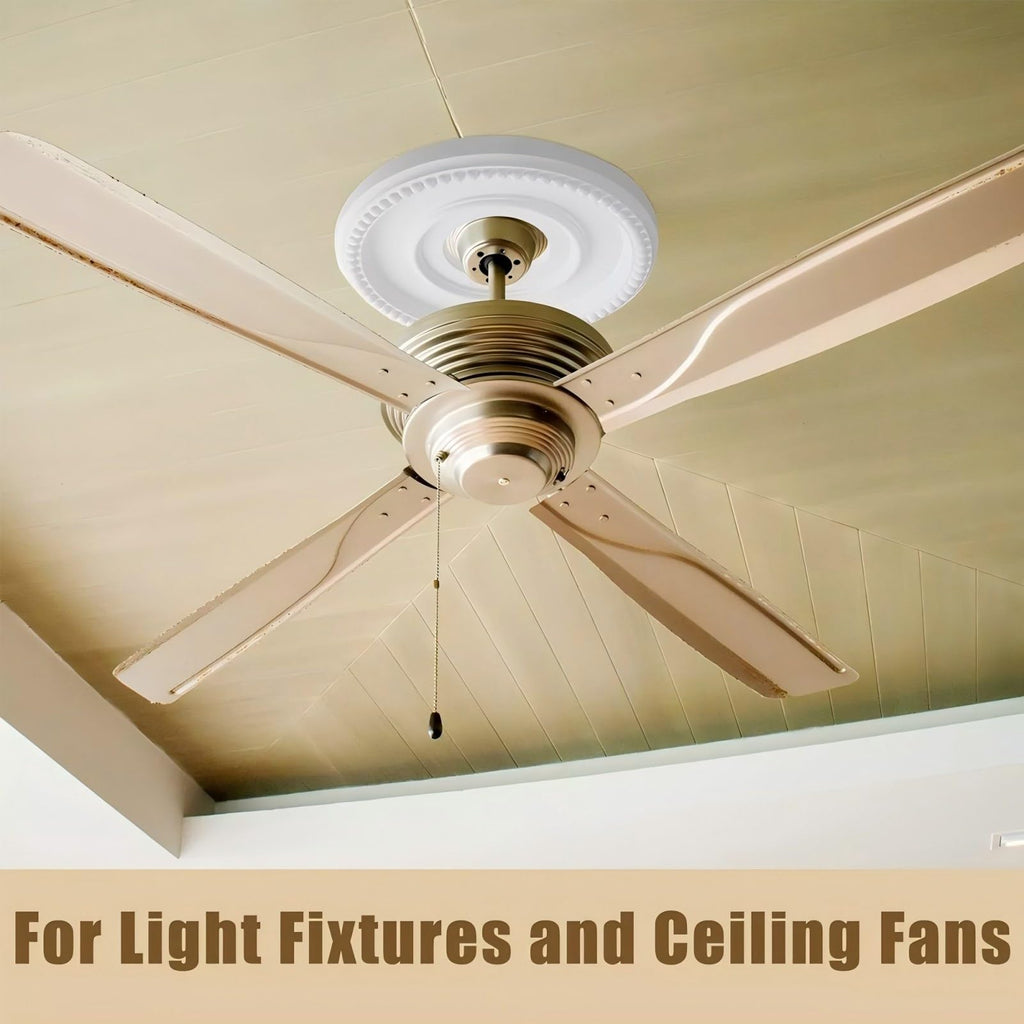 Molded Split Ceiling Medallion for Light Fixtures and Ceiling Fans, 12.4"OD 3.94"ID | Covering up messy