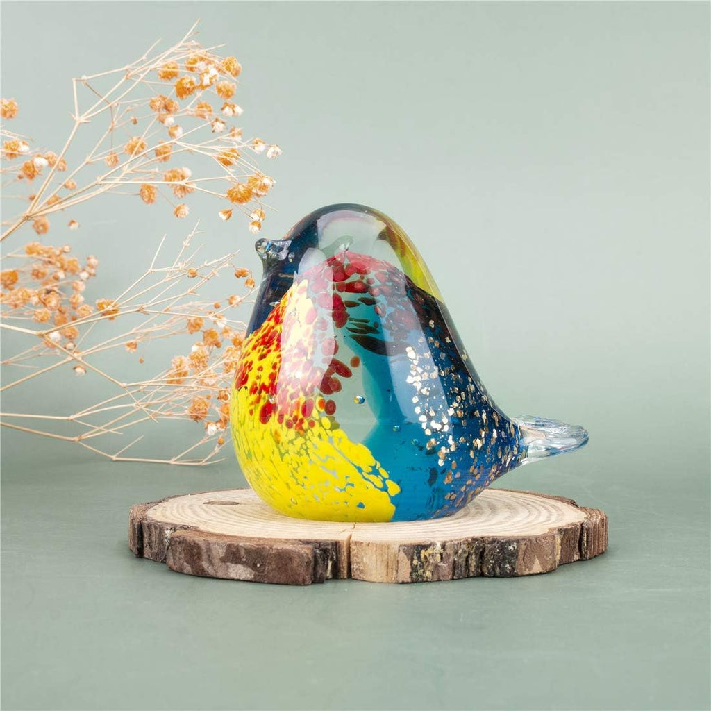 3.5" Blown Glass Bird Figurine Art Glass Bird Crystal Paperweight