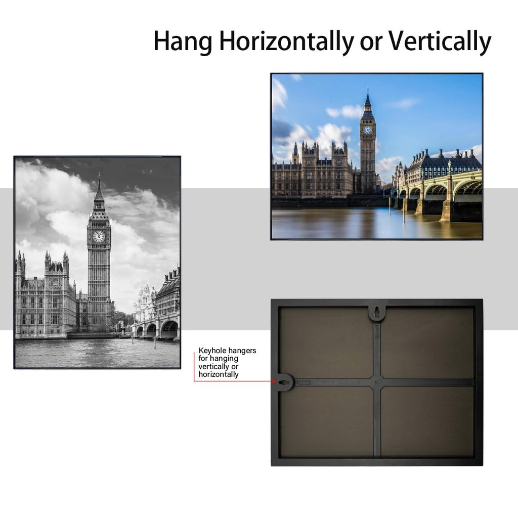 Front Loading Black Picture Frame 11x14 Set of 3 Wall and Table Mounting