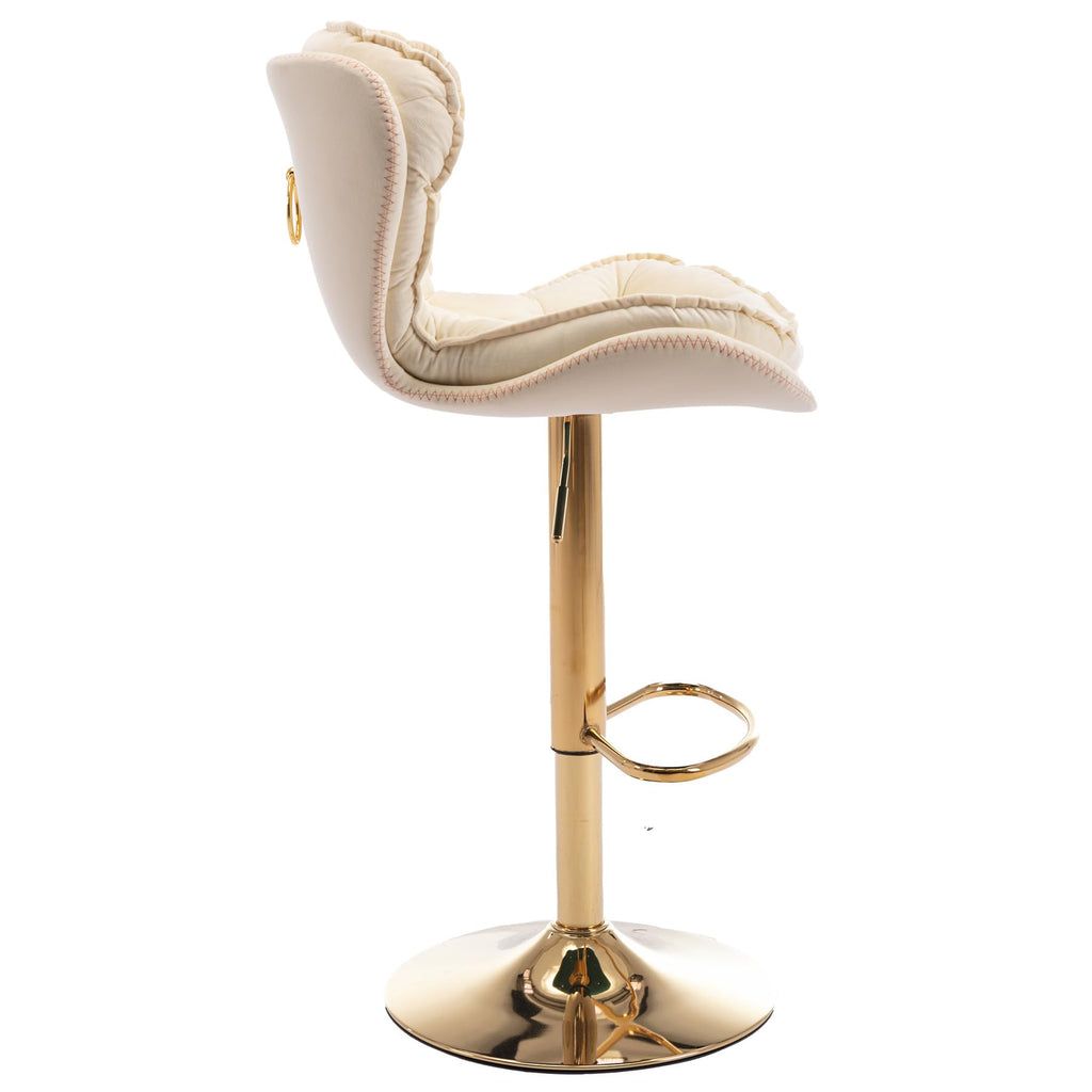 Bar Stools Set of 2, Modern Adjustable Counter Height Swivel Barstools with Velvet Tufted Upholstered Island, 360