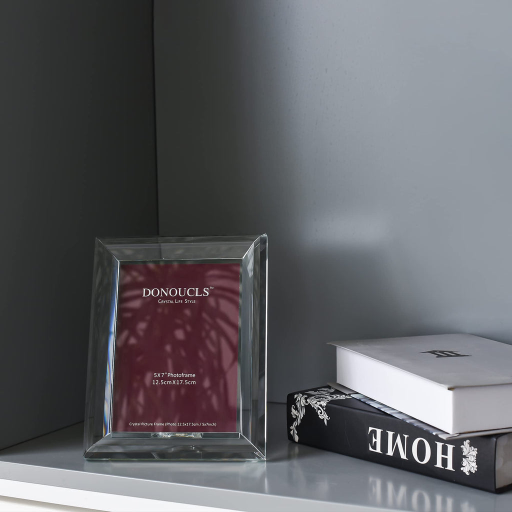 Crystal 5x7Inch Picture Frame, Wedding Frame Tabletop Display, Display Pictures 5'' x 7'', Comes with Gift Box