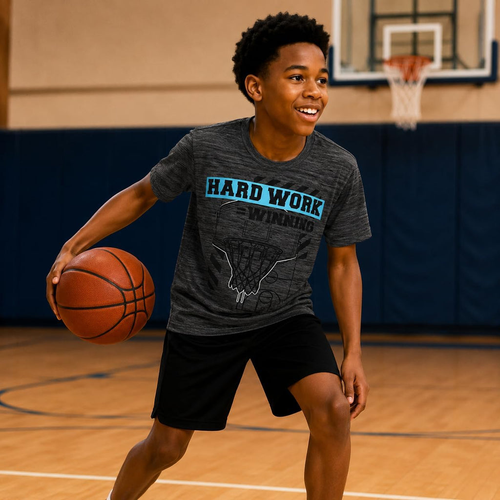 Boys 4 Pack T-Shirt- Athletic Basketball Graphic Short Sleeve