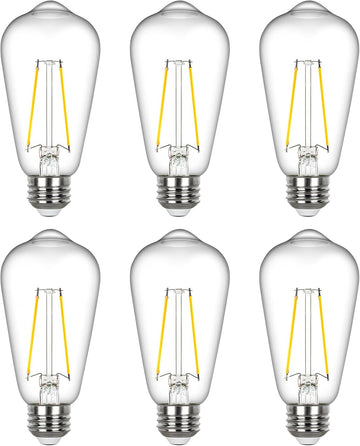 Edison Light Bulbs 60 watt Equivalent, E26 LED Bulb Dimmable, Soft White 2700K, Clear Glass ST58 Vintage Light Bulb
