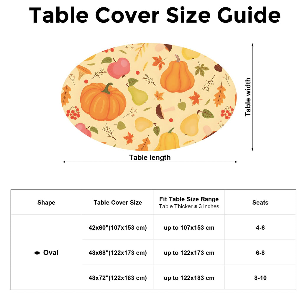 Fall Oval Fitted Tablecloth 42x60 Inch for 4-6 Seats with Elastic