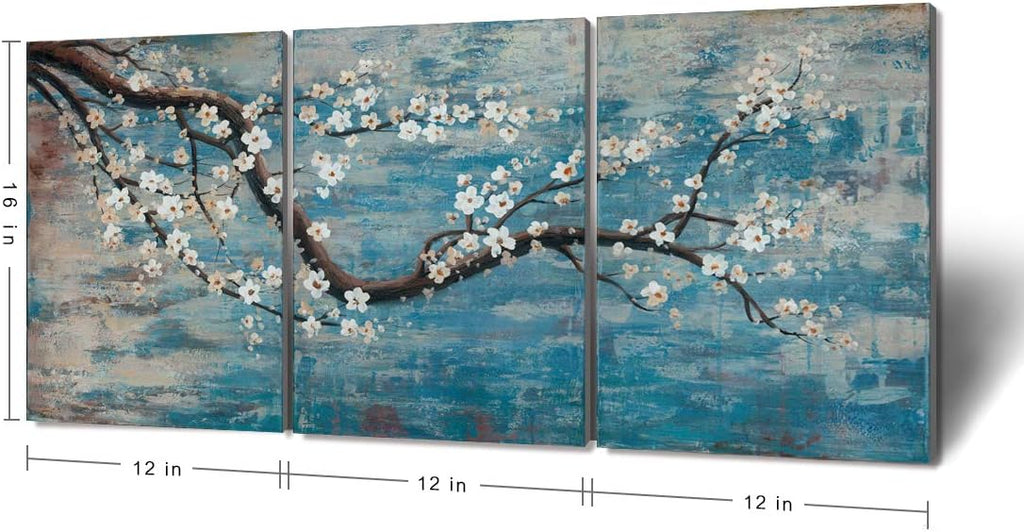 3 Piece Wall Art Hand-Painted Framed Flower Oil Painting On Canvas Gallery Wrapped Modern Floral Artwork Bedroom