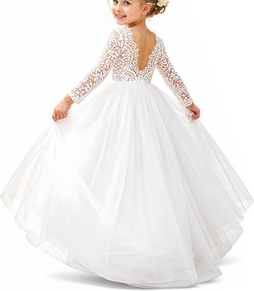 Flower Girl Dress for Toddler Baby Girls,Lace Tulle Dress for Wedding,Birthday Party,Photoshoot,Special Occasion