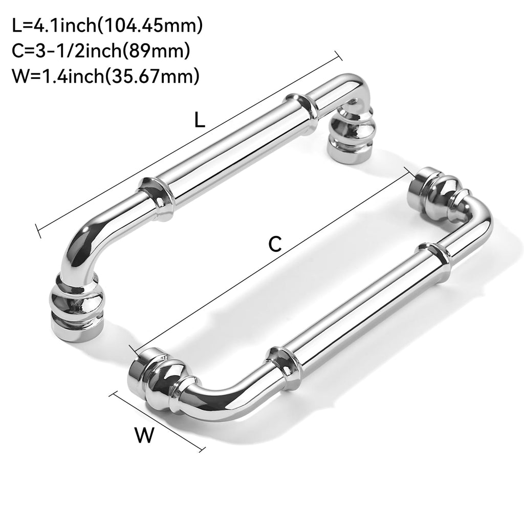 2 Pack Heavy Duty 3-1/2" Polished Chrome Cabinet Pulls
