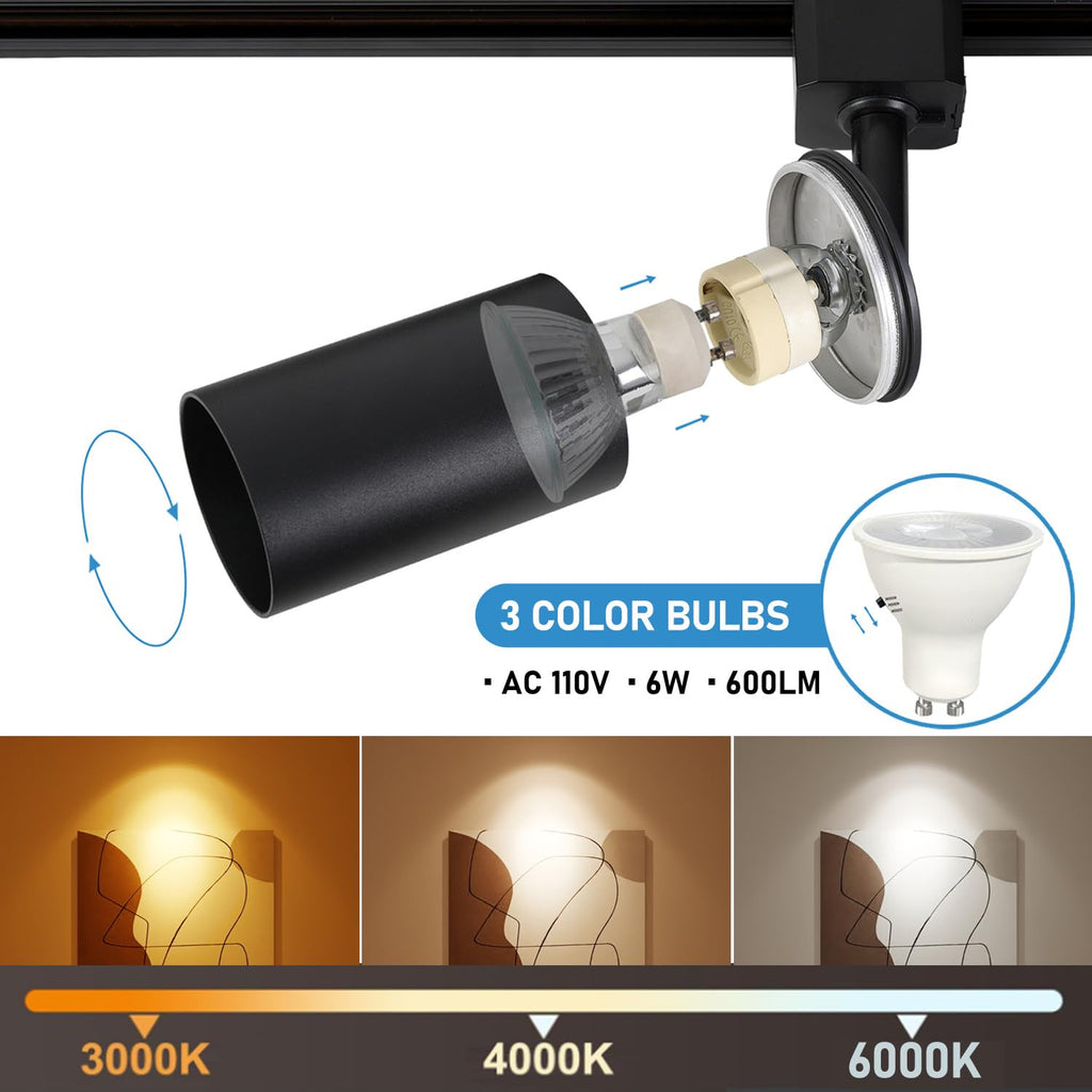 LED Track Lighting Kit with 6.6FT H Track Lighting Rails & Canopy Connector, GU10 Dimmable Track
