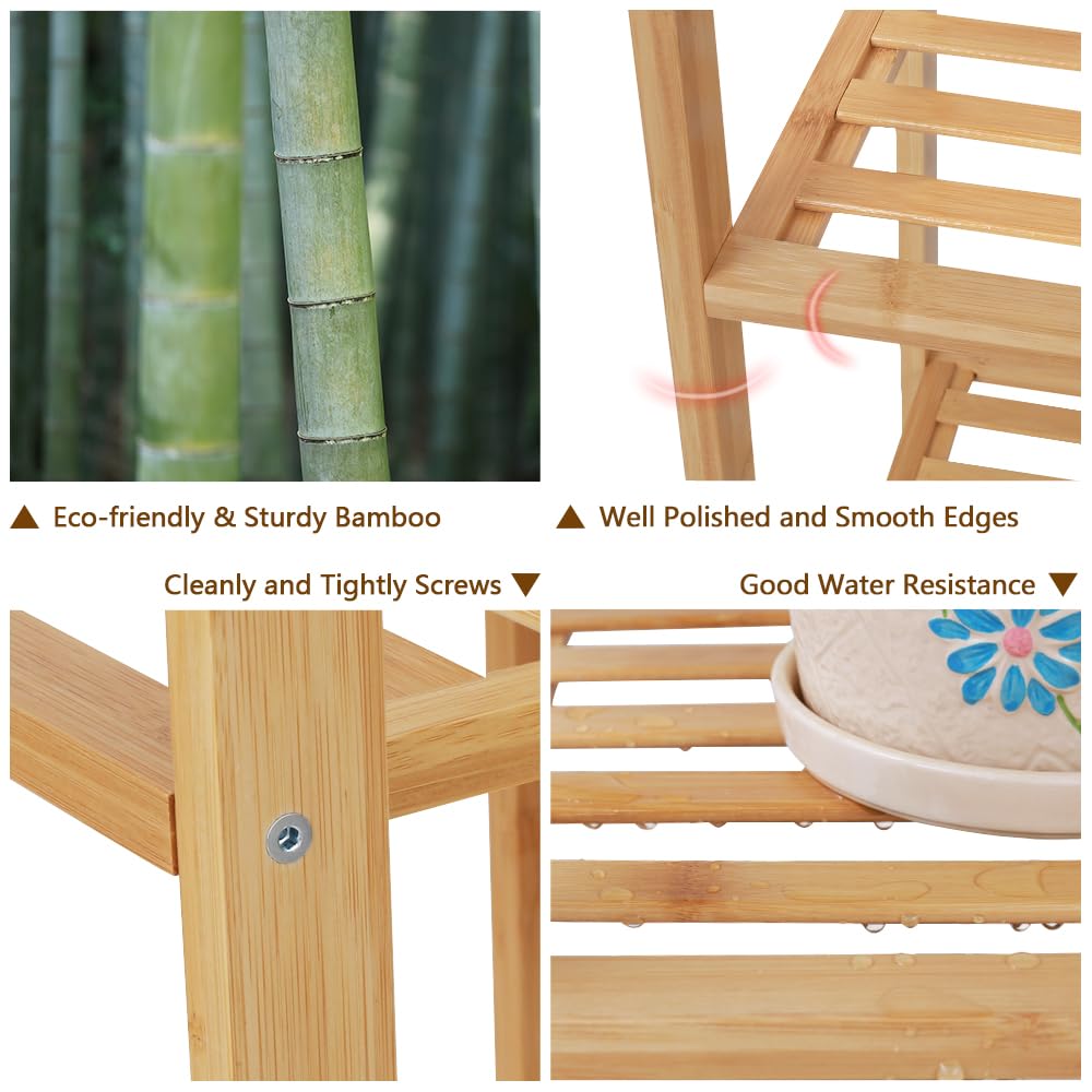 Bamboo Garment Rack with 6 Tier Storage Shelves & Hanging Rod