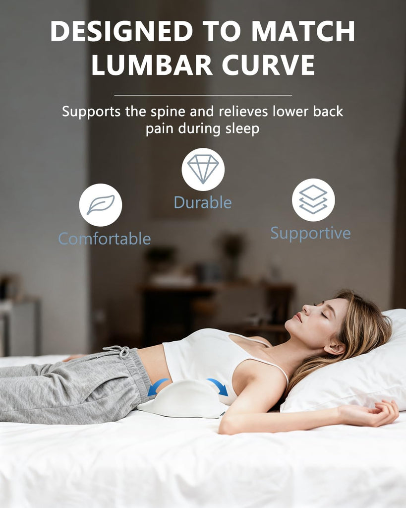 Ergonomic Lumbar Support Pillow, Dual-Wing Memory Foam Back Cushion for Lower Back Pain Relief & Posture Support