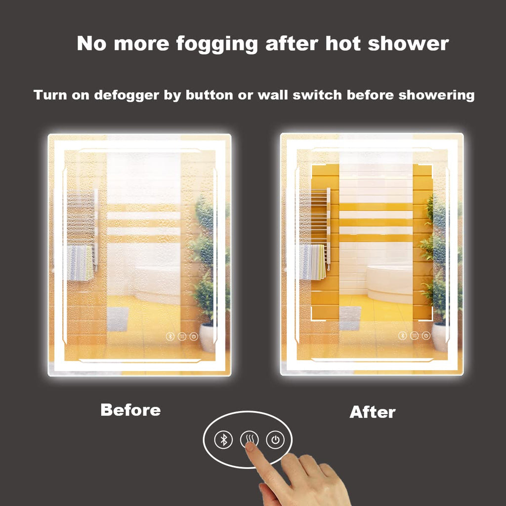 24x32 in LED Bathroom Vanity Makeup Mirror with Lights & Bluetooth Speaker