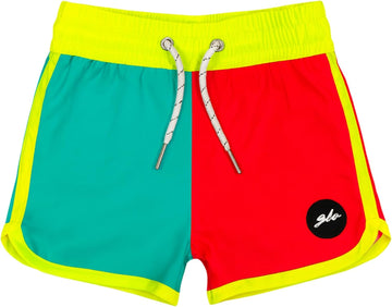 Boys Swim Trunks & Toddler Swimsuit - Neon High Visibility Board Shorts, Quick Dry Kids Surf Swimwear, 12 Months-12