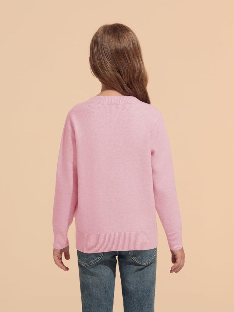 Girls Sweaters Kids Crewneck Long Sleeve Pleated Knit Pullover Sweater Fall Fashion Clothes