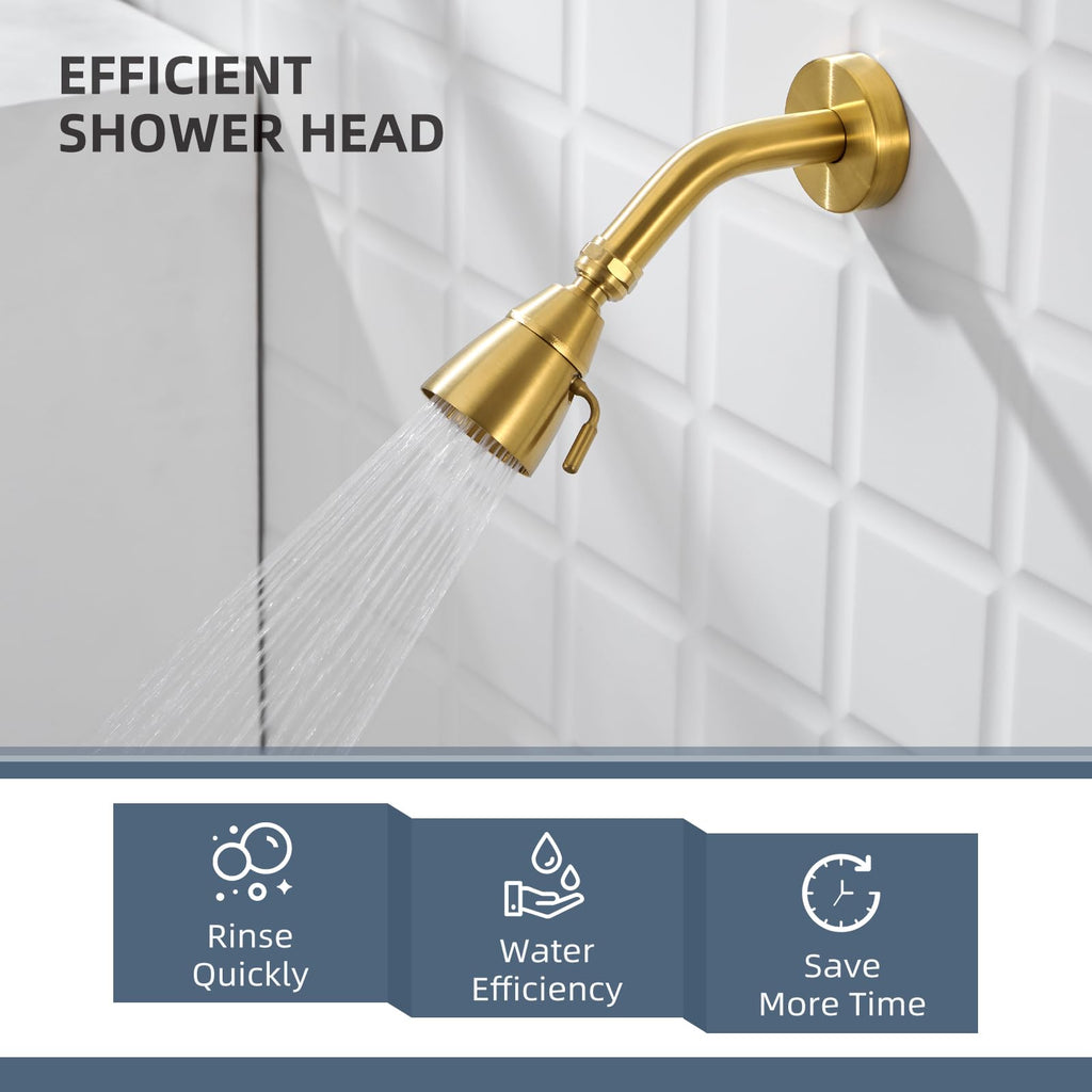 High Flow Shower Head Adjustable, G 1/2, Brushed Dark Gold