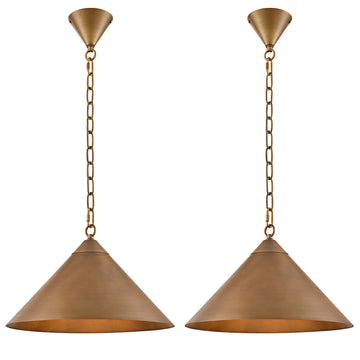 15.8 Inch Antique Brass Farmhouse Pendant Lights, 2 Pack All Metal Kitchen Island Pendant Lighting 71'' Adjustable