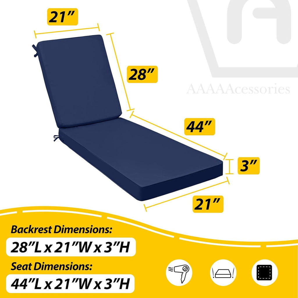 Outdoor Chaise Lounge Cushions, 72 x 21 x 3 in, Set of 1 | Patio Furniture Replacement Chair Cushions