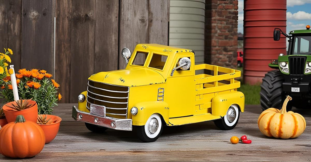 Metal Truck Planter, Farmhouse Truck Decor, DIY Home Decor & Seasonal Decor, Yellow