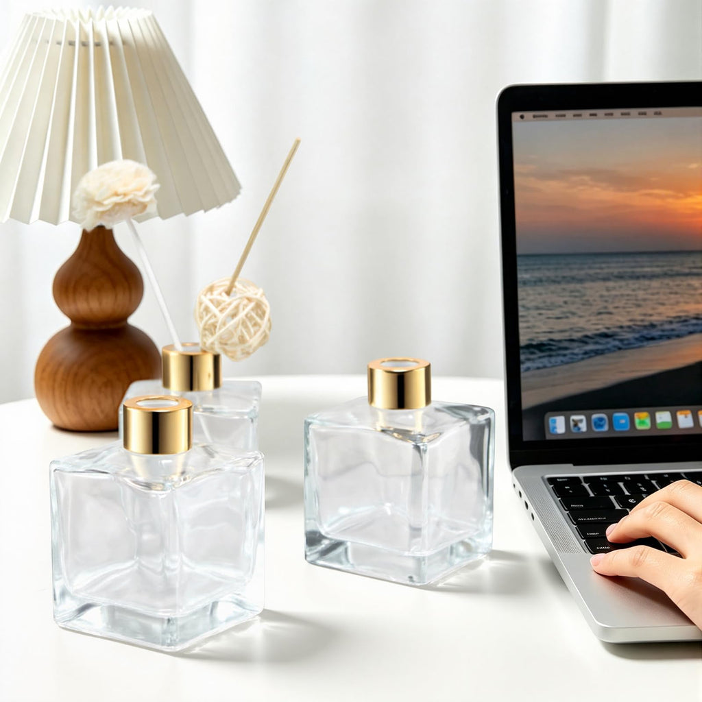 180ml Fragrance Glass Reed Diffuser Bottles Set of 4 Jars