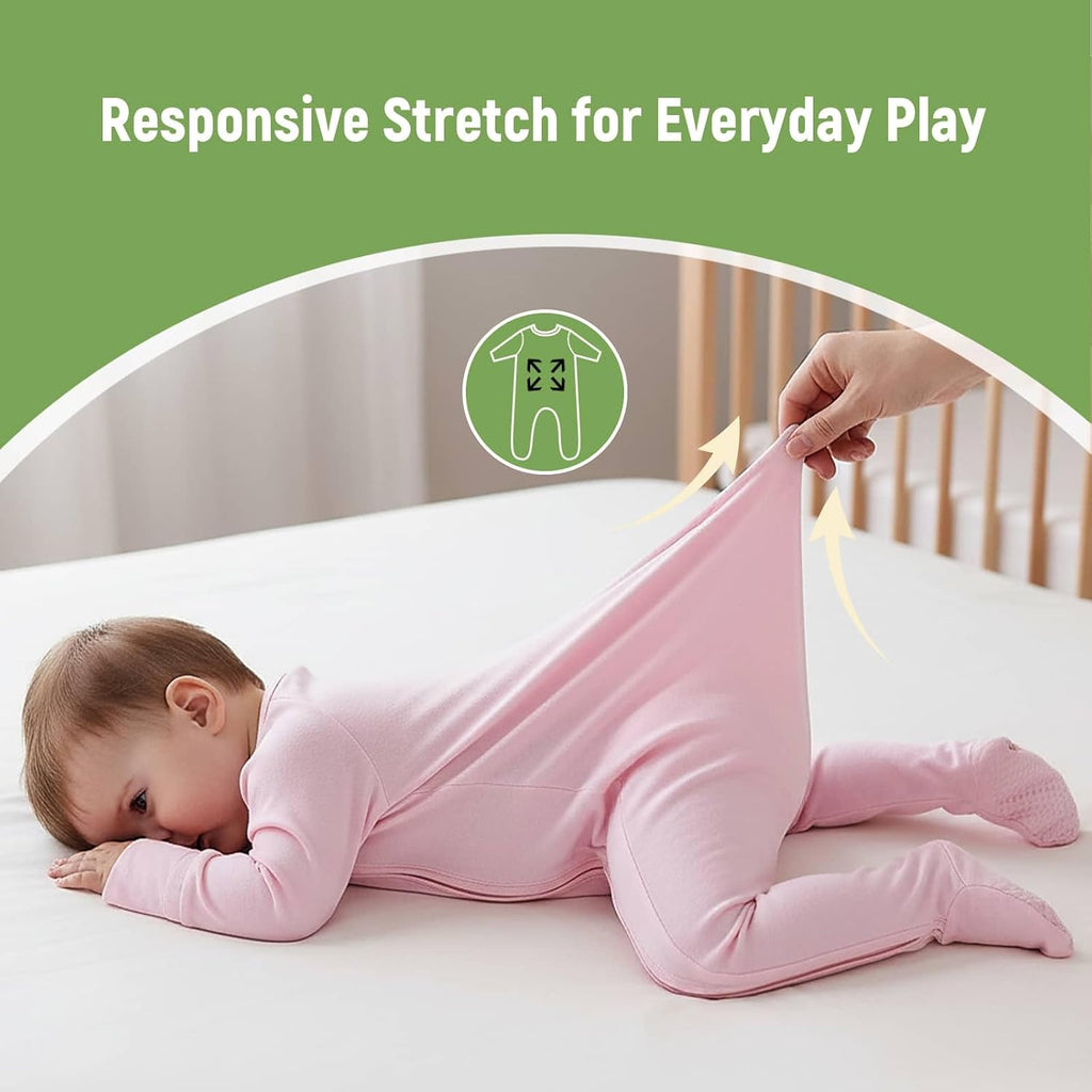 Bamboo Sleepers for Baby Girl Pajamas Footie Pajamas 3 Pack