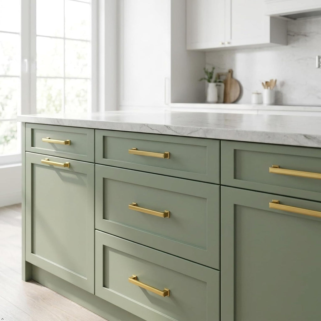 Vibrant Brushed Moderne Brass Cabinet Pulls 10 Pack, AL3071BMB