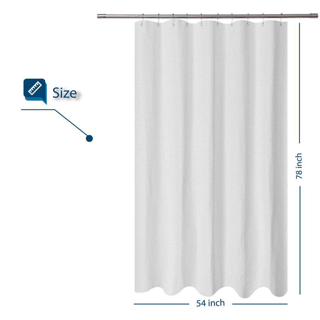 54x78 Waffle Weave Long Stall Shower Curtain Fabric, White