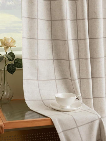 Plaid Pinch Pleated Curtains - Modern Luxury Linen Buffalo Blackout Drapes, Thermal Insulated Double Layer Window