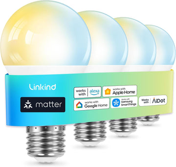 Matter Smart Light Bulbs, Work with Apple Home, Alexa, Google Home