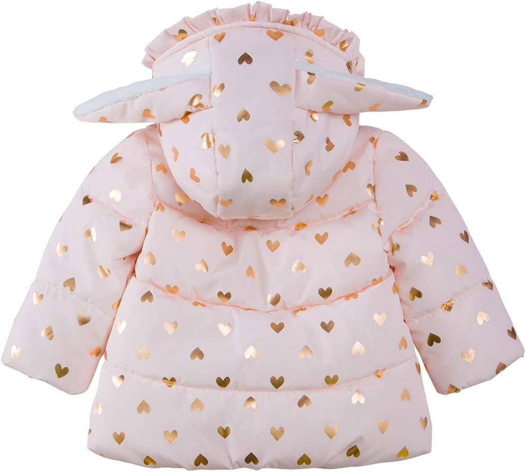 Baby Girls' Water-Resistant Soft Mini Fur Lined Puffer Jacket Winter Coat for Infant Toddler