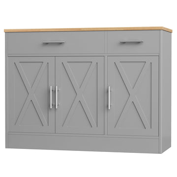 42" Buffet Cabinet with Storage, Kitchen Barn Door Cabinet
