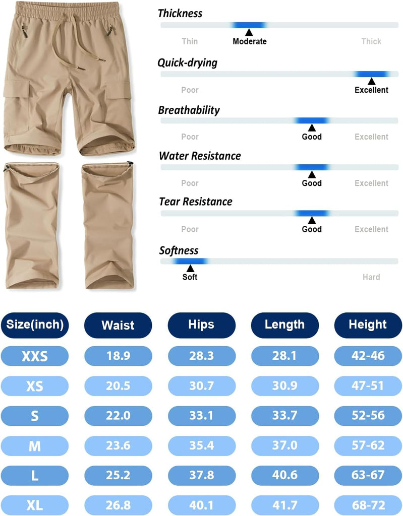 Boys Convertible Hiking Pants Kids Zip Off Scout Pants Youth Teen Boy Quick Dry Outdoor Fishing Waterproof