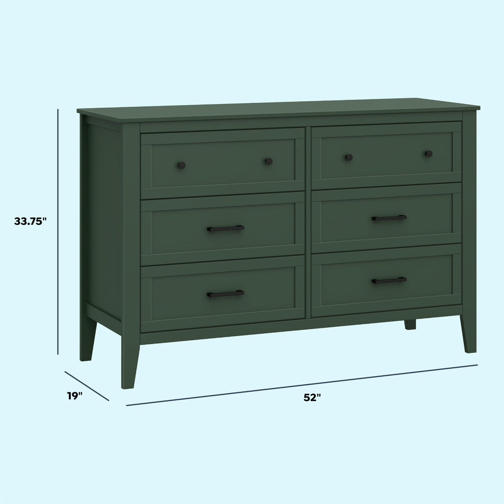 Beau 6-Drawer Baby Dresser, GREENGUARD Gold Certified, Forest Green