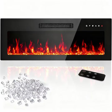 36 Inch Electric Fireplace Insert, Wall Mount Recessed with Remote