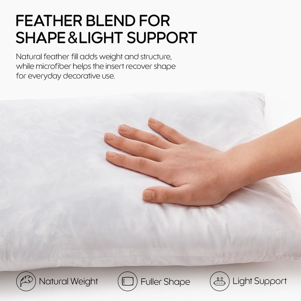 20x20 Feather Throw Pillow Insert, Decorative Pillow Insert for Covers, Fuller Fit with Soft Support for Bed and Couch