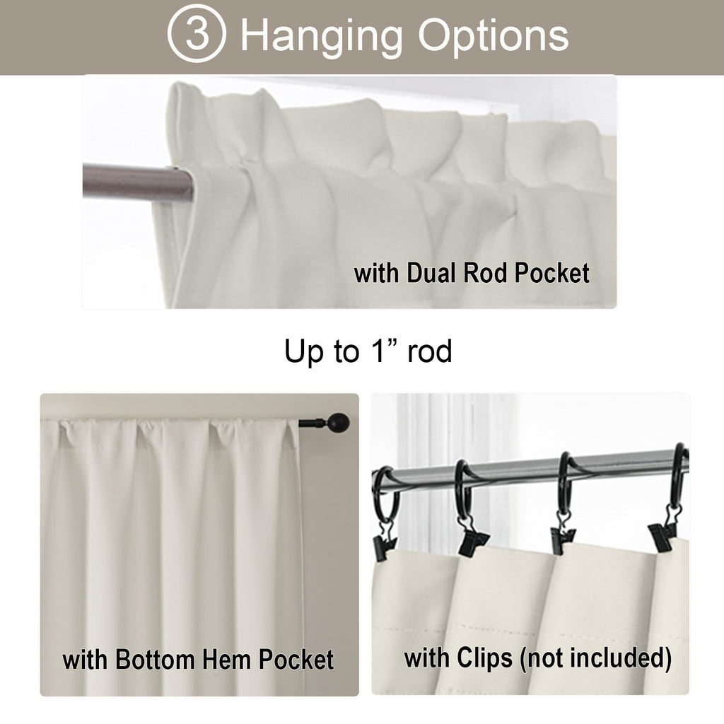 Natural Short Curtains 30 Inch Length 2 Panels