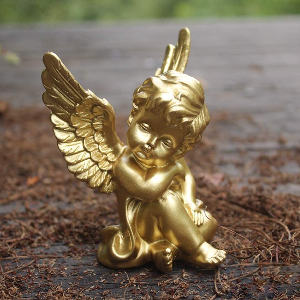 Set of 2 Cherub Angels Resin Statue Figurine, Indoor Home Decoration