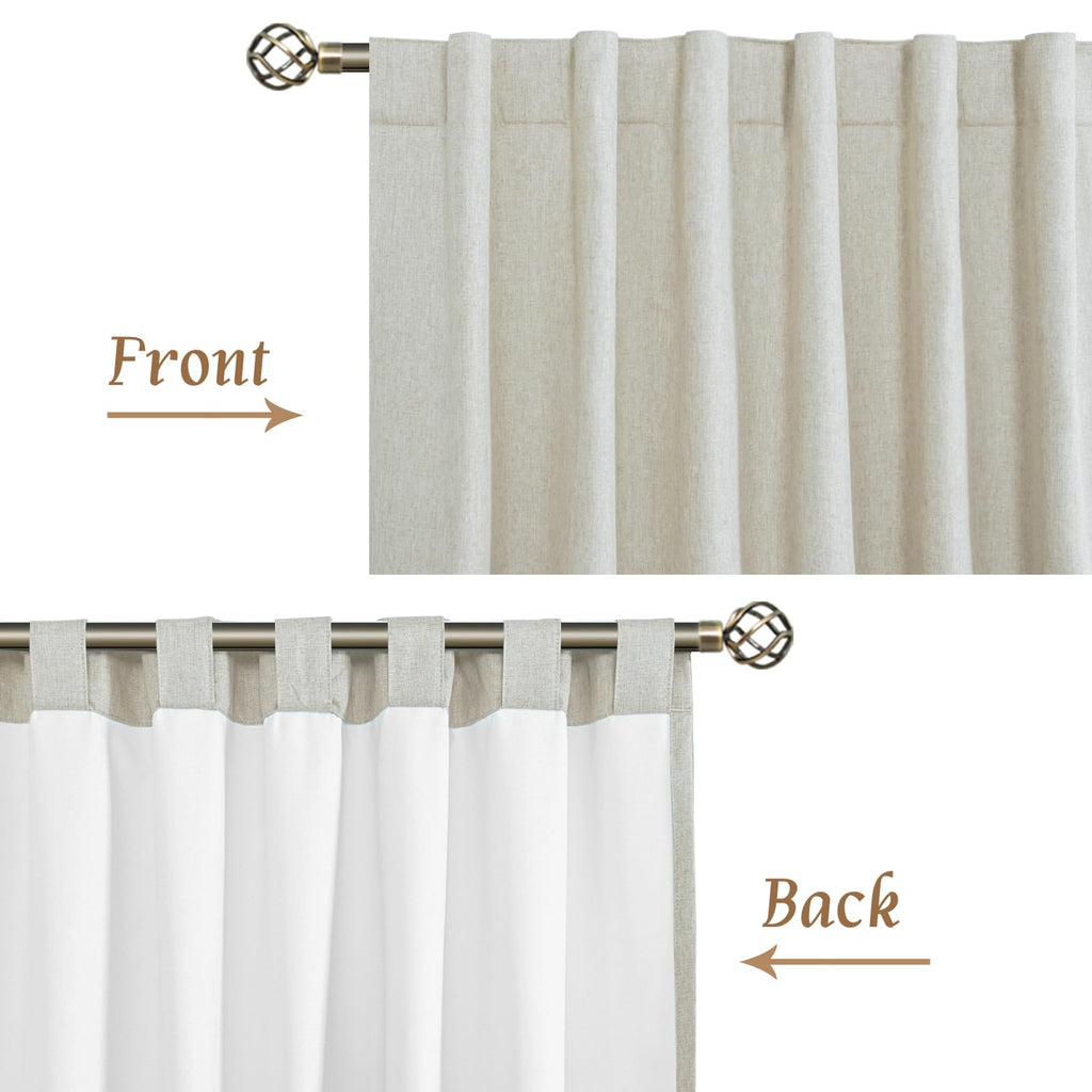 54 Inch Full Blackout Linen Window Curtains, 38 x 54 Inch