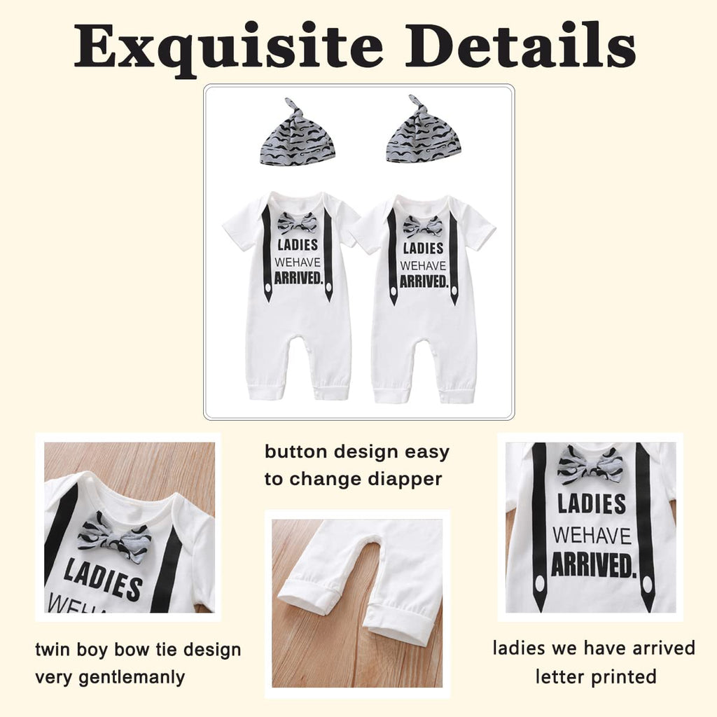 Baby Boy Matching Outfit Newborn Boy Twins Bodysuit Ladies We Have Arrived Romper (White, )
