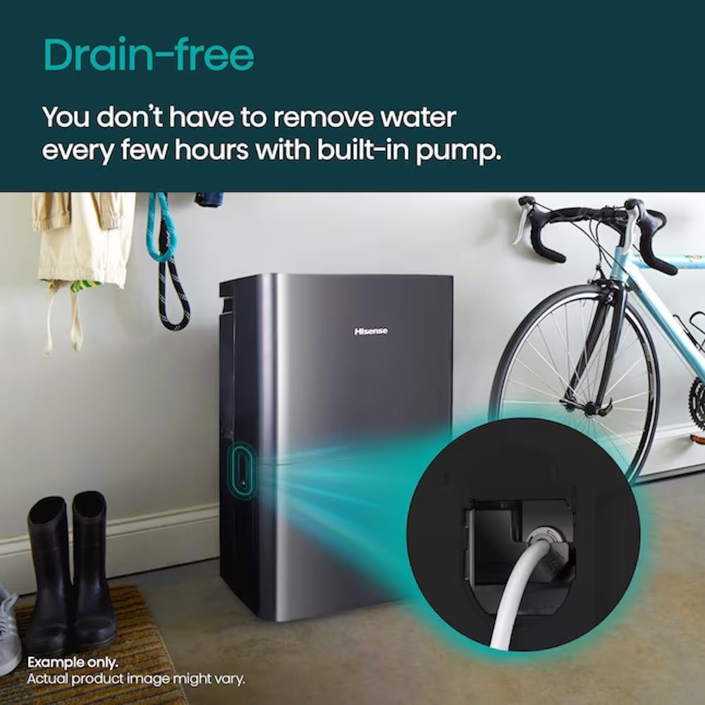 50-Pint 3-Speed Built-in Pump Dehumidifier, 3 Modes (Auto, Continuous, Manual), LED display, Noise level 48 dB
