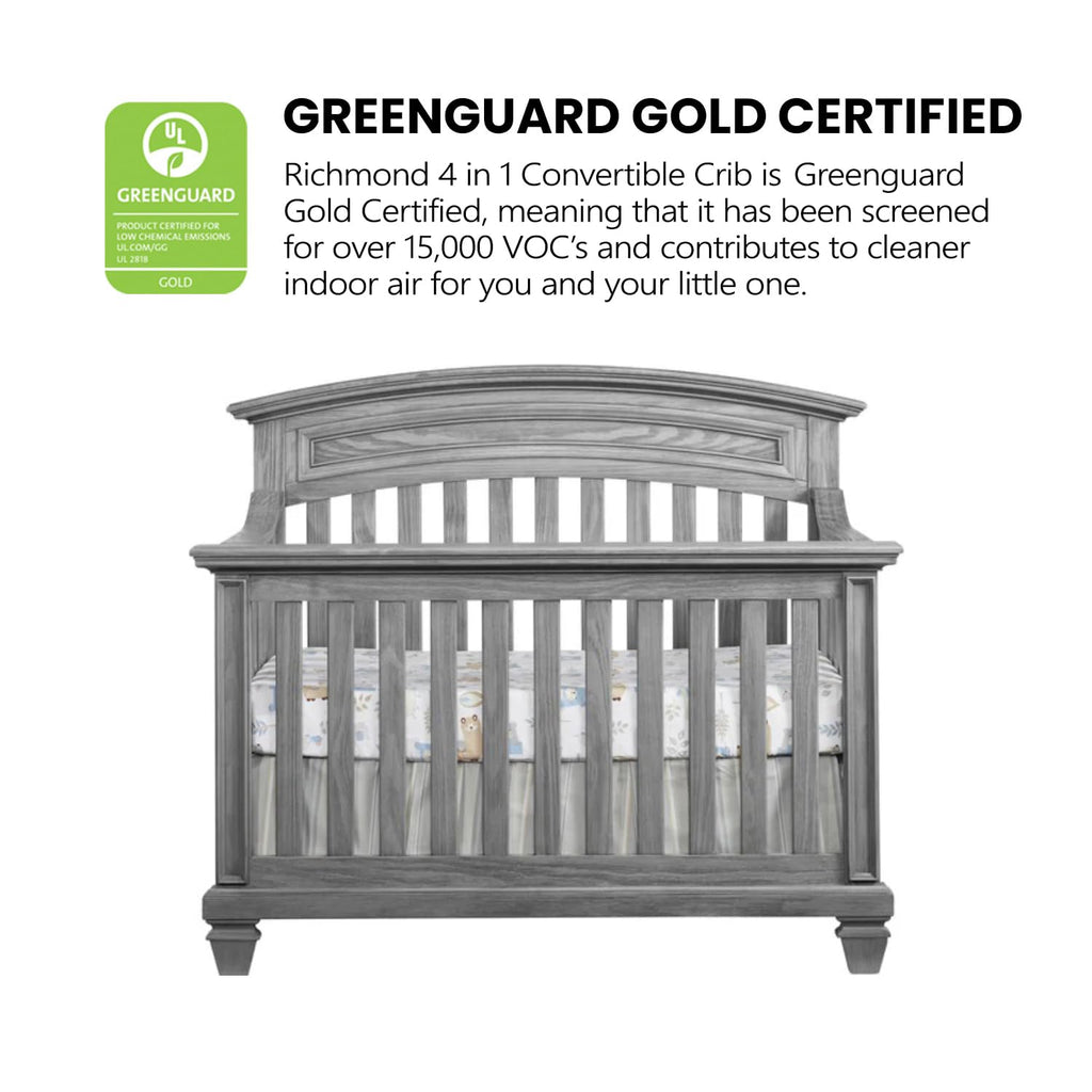 4 in 1 Convertible Crib, Brushed Gray