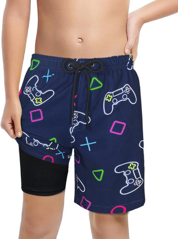 Boys Swim Trunks Soft Boxers Lined no Chafe Swimsuit Bathing Shorts Sandless Quick Dry UPF 50+ Functional Drawstring