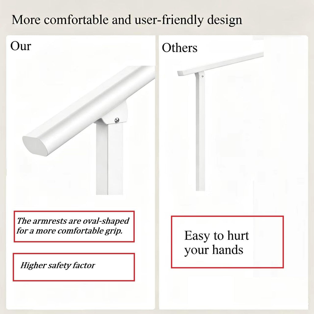 2 Pack Hand Rails for Outdoor Steps, 5 Step White Railing Kit