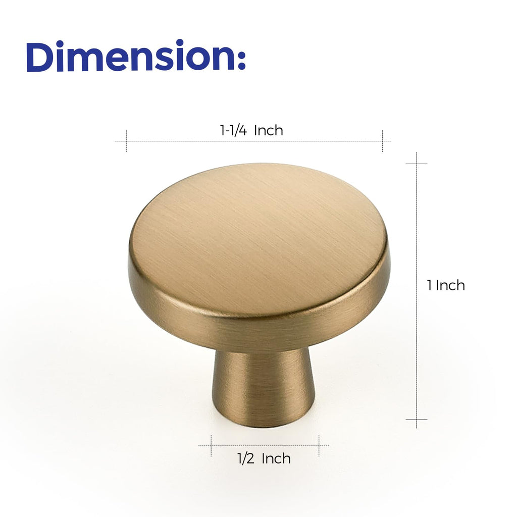 Champagne Bronze Cabinet Knobs Solid Pulls Single Hole 30 Pack