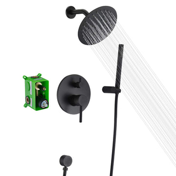 Matte Black Shower System with Rain Shower and Handheld