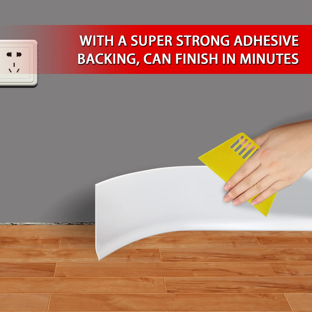 Vinyl Wall Base Rubber Baseboard Molding Trim Self Adhesive 4" Wide