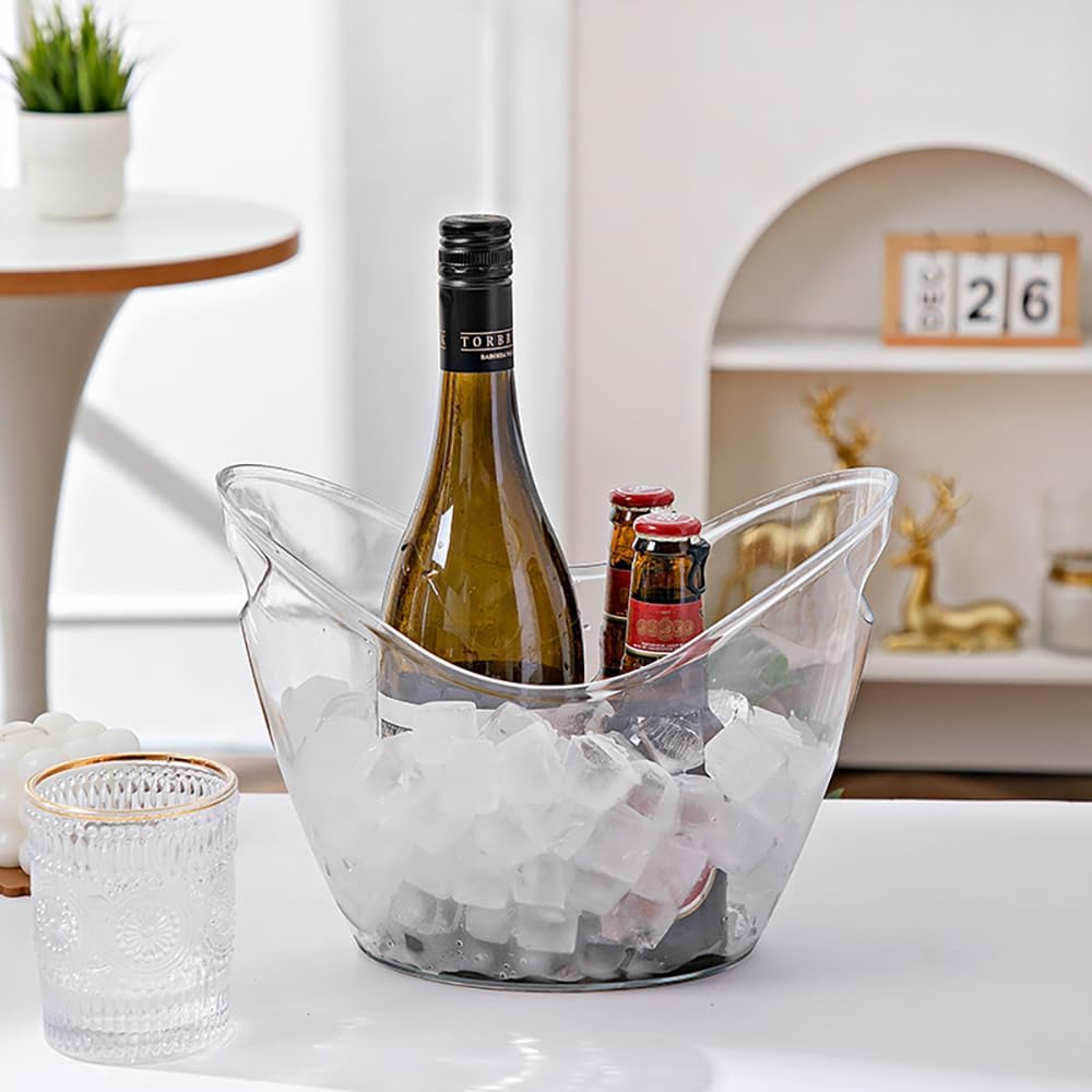 Ice Bucket 4 Liter Champagne Wine Bucket Clear Acrylic Beverage Tub Party Drinks Ice Tub for Wine, Champagne or - Set of 2